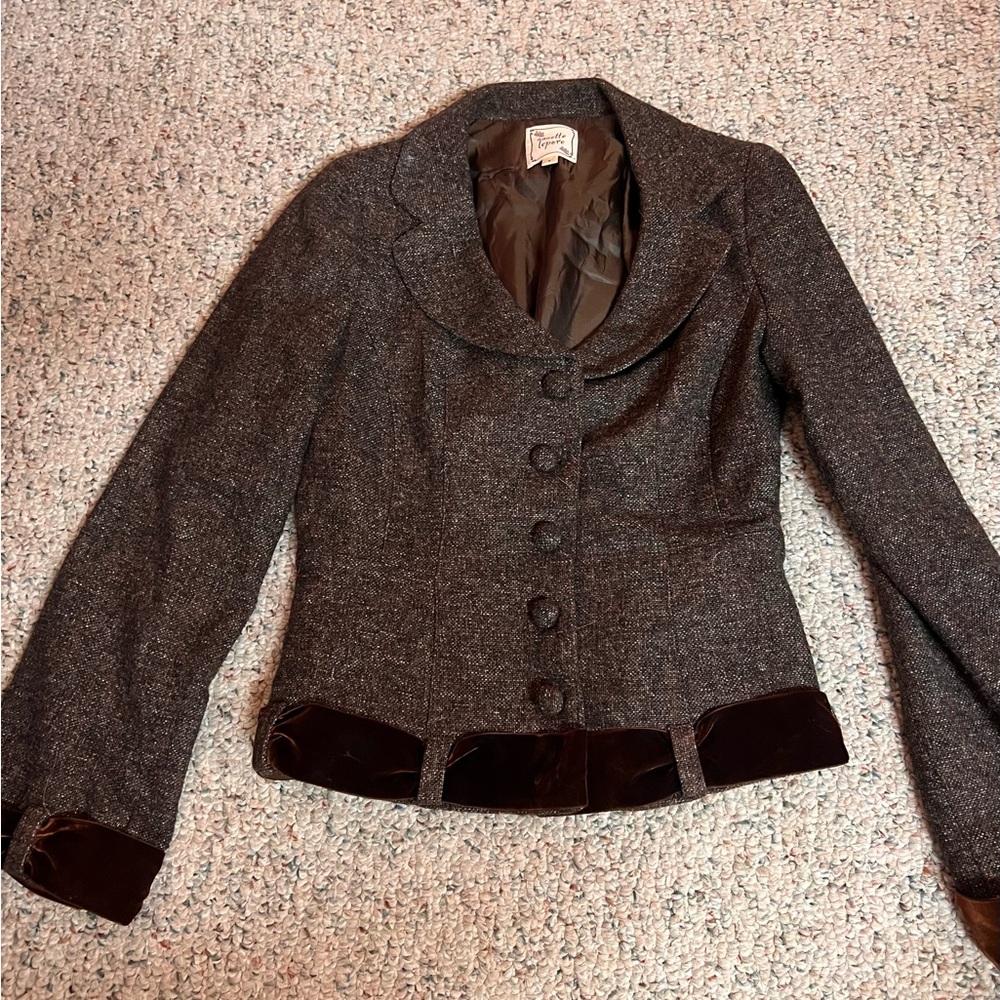 Nanette Lepore Brown Tweed Blazer and Skirt Both Size 4